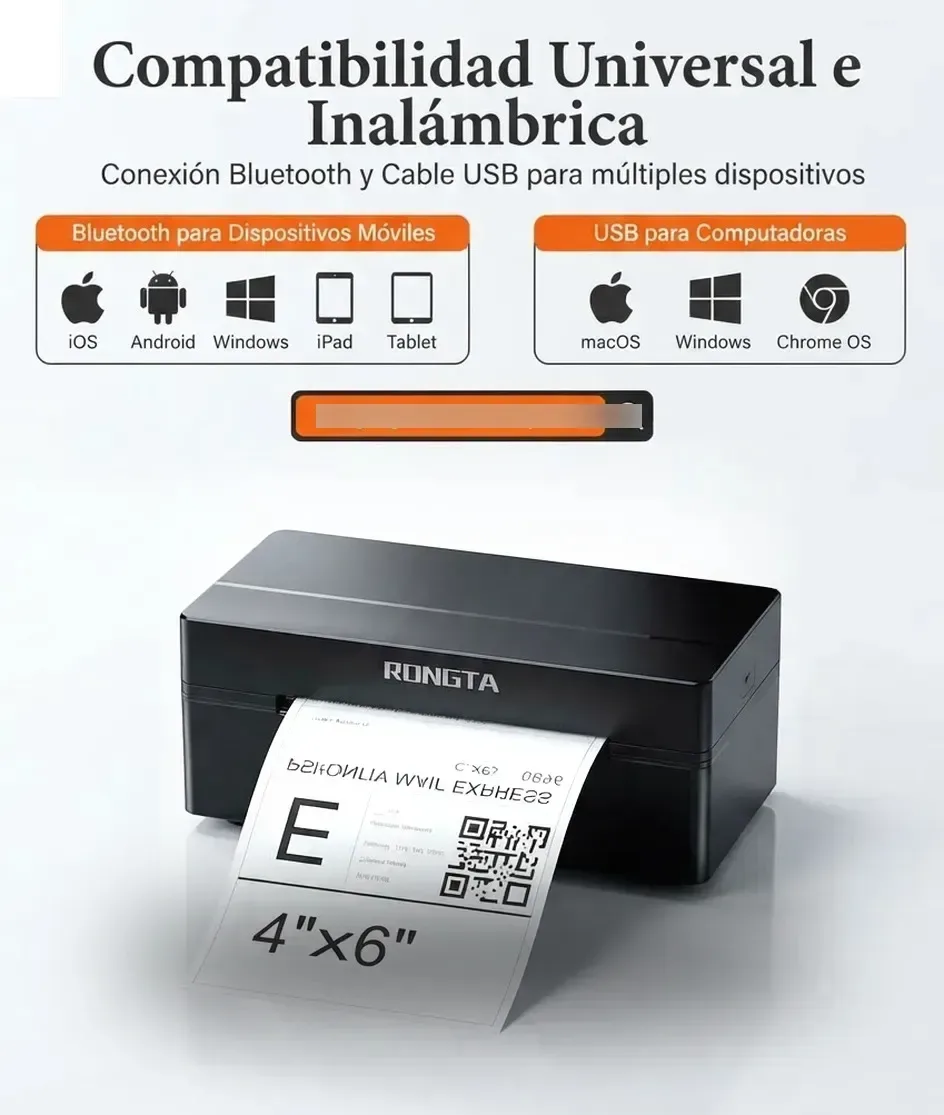 Impresora Térmica 4x6 Bluetooth Etiquetas Adhesivas